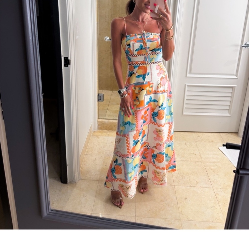 Spaghetti strap Multi-Color Print Maxi Dress